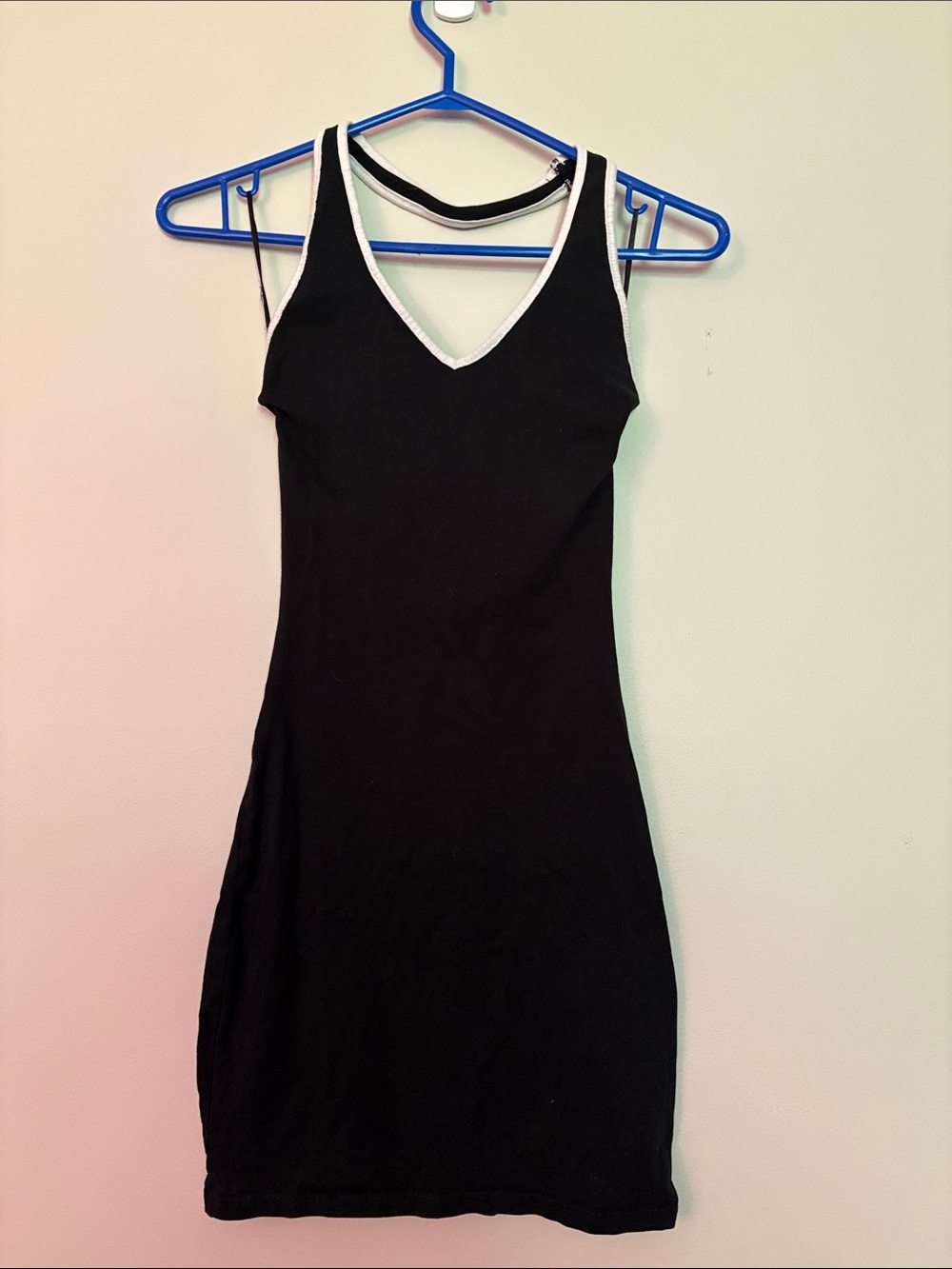 Cotton V-Neck Halter black and white contrast Dress
